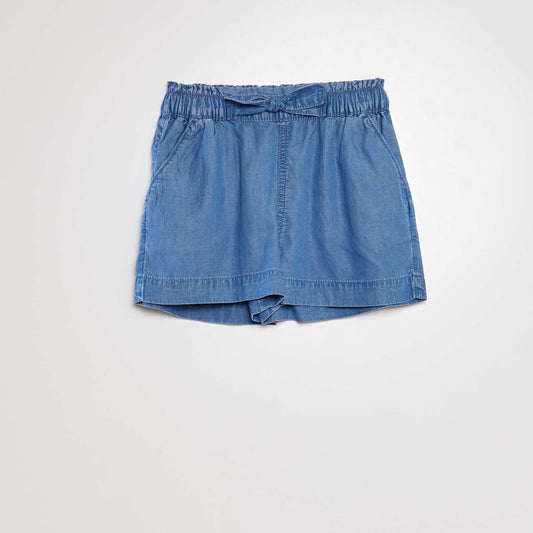 Paperbag shorts with belt BLUE