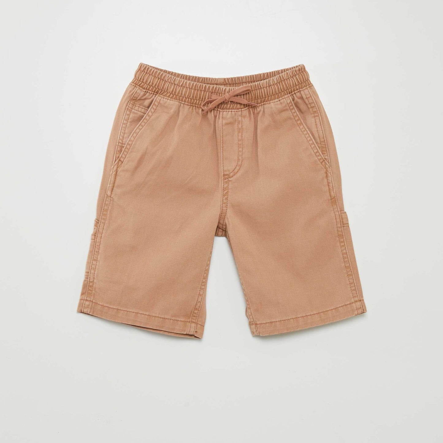 Denim-style elasticated shorts BROWN