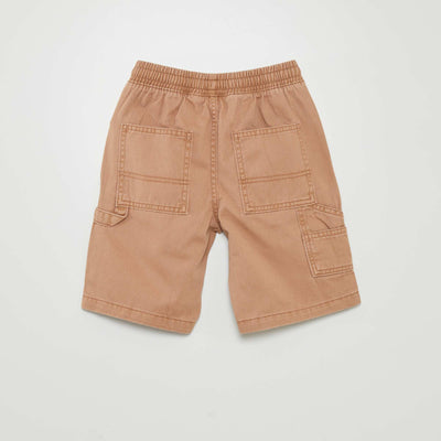 Denim-style elasticated shorts BROWN