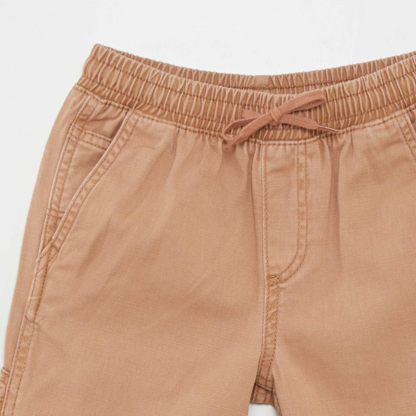 Denim-style elasticated shorts BROWN