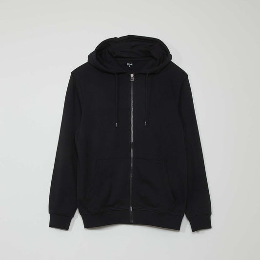 Zip-up jacket with hood REAL BLACK