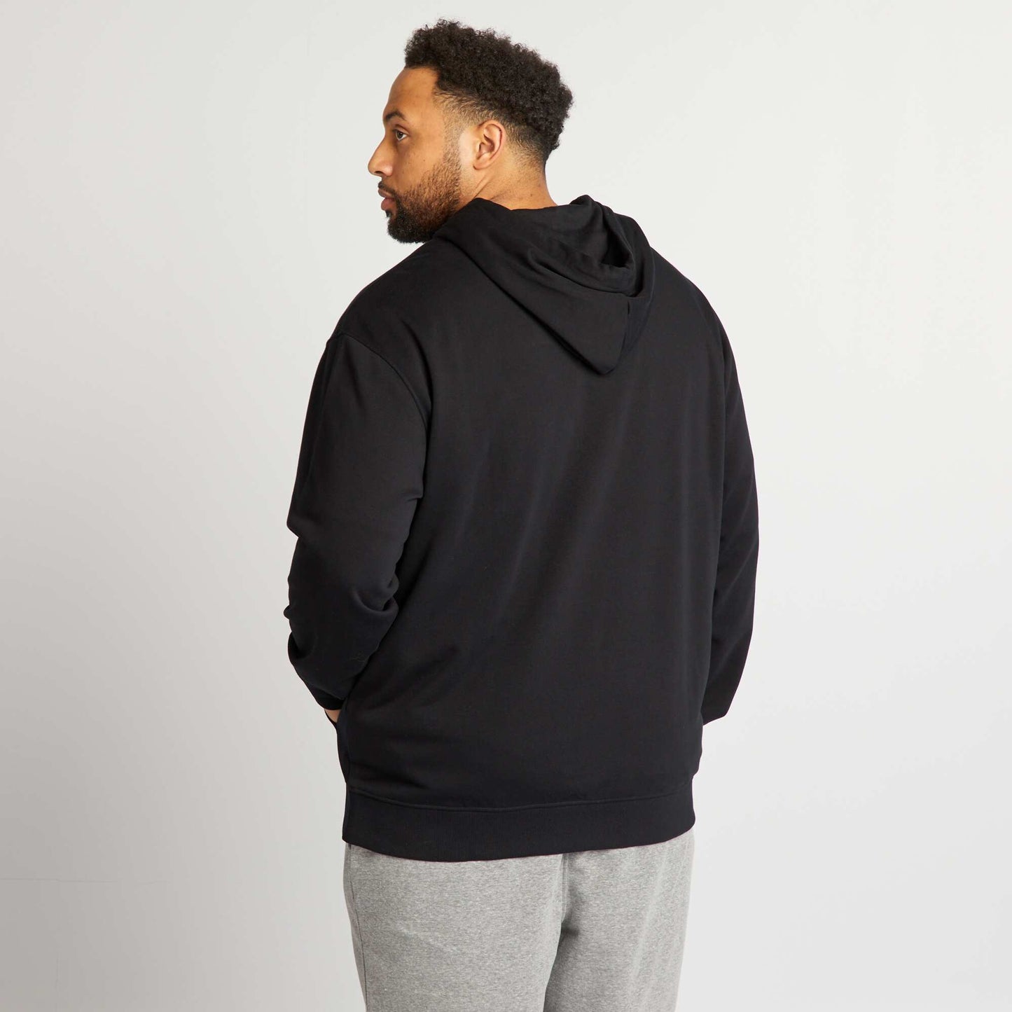 Zip-up sweatshirt fabric hoodie REAL BLACK