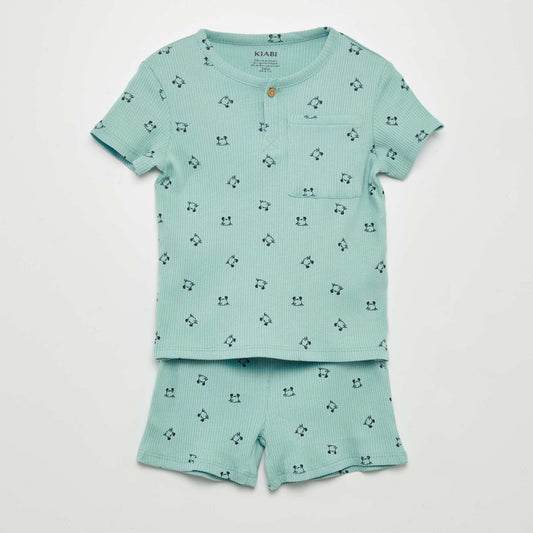 Two-piece printed short pyjamas BLUE