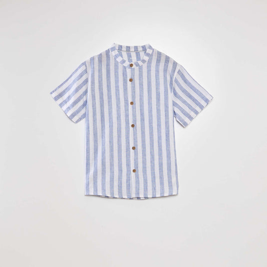 Mandarin collar shirt BLUE