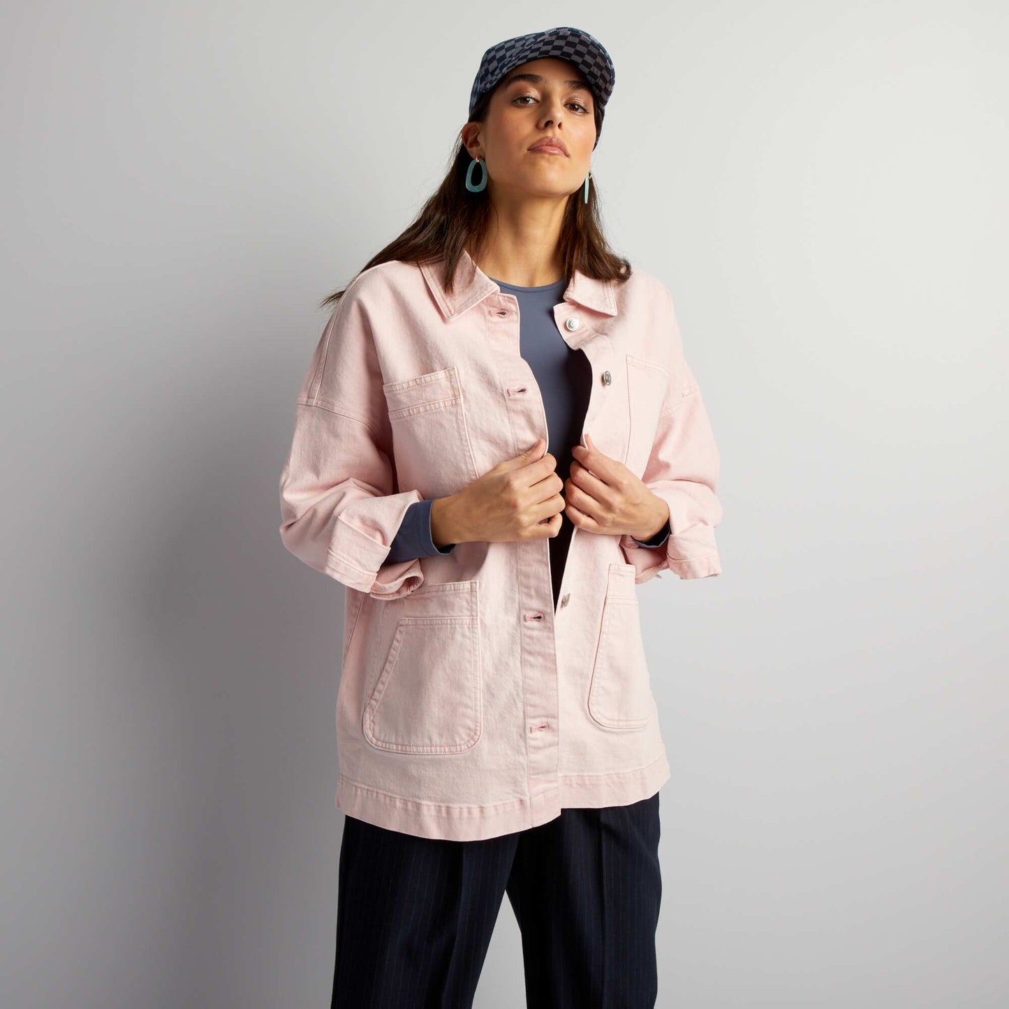 Denim jacket with pockets PINK