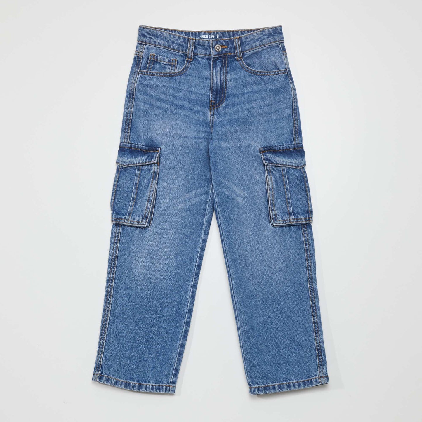 Wide-leg denim trousers with pockets BLUE