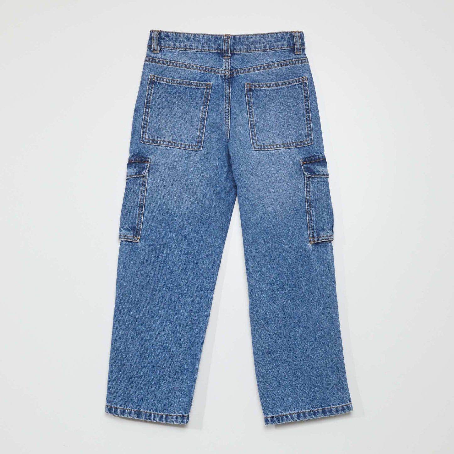 Wide-leg denim trousers with pockets BLUE