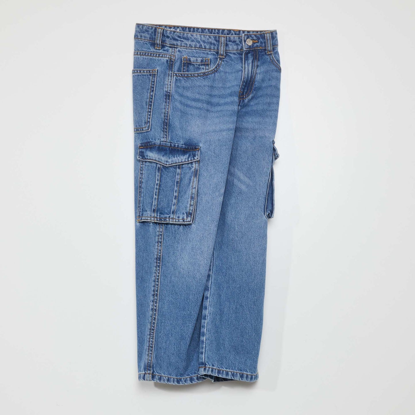 Wide-leg denim trousers with pockets BLUE