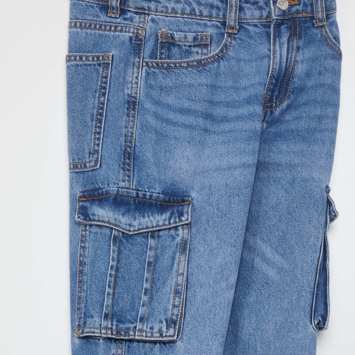 Wide-leg denim trousers with pockets BLUE