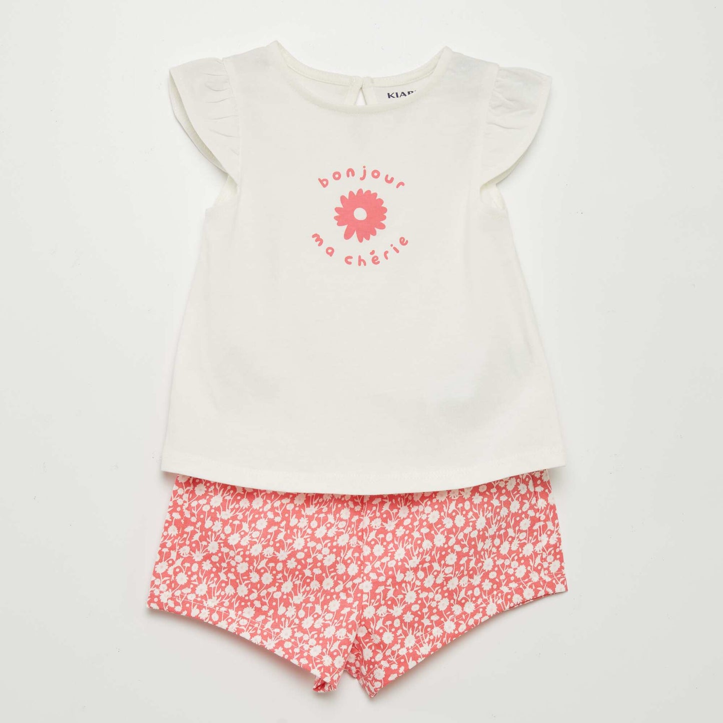 Printed shorts + T-shirt set - 2-piece set WHITE