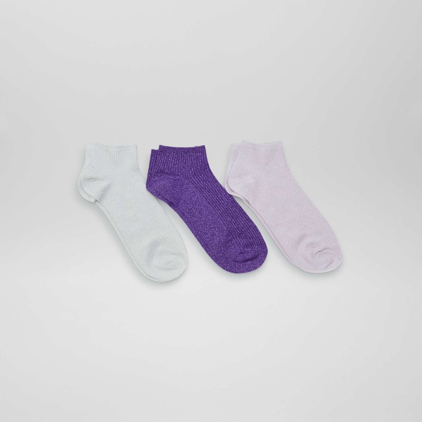 Pack of glittery pop socks - 3 pairs PURPLE