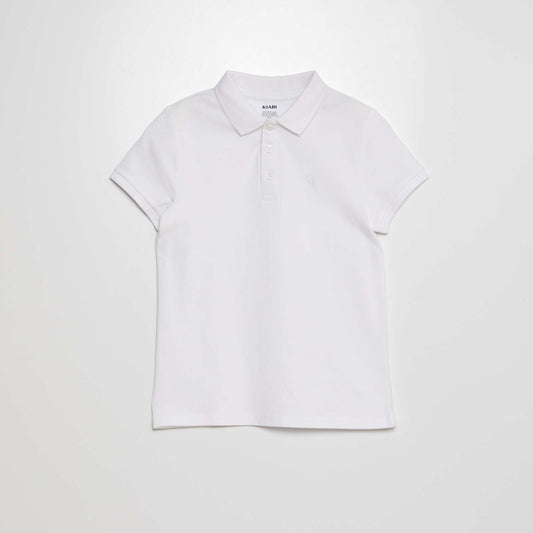 Cotton piqué polo shirt white