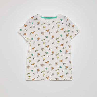 تي شيرت مطبوع باللون البيج