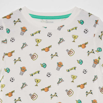 تي شيرت مطبوع باللون البيج