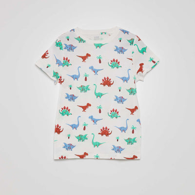 تي شيرت مطبوع باللون الأبيض