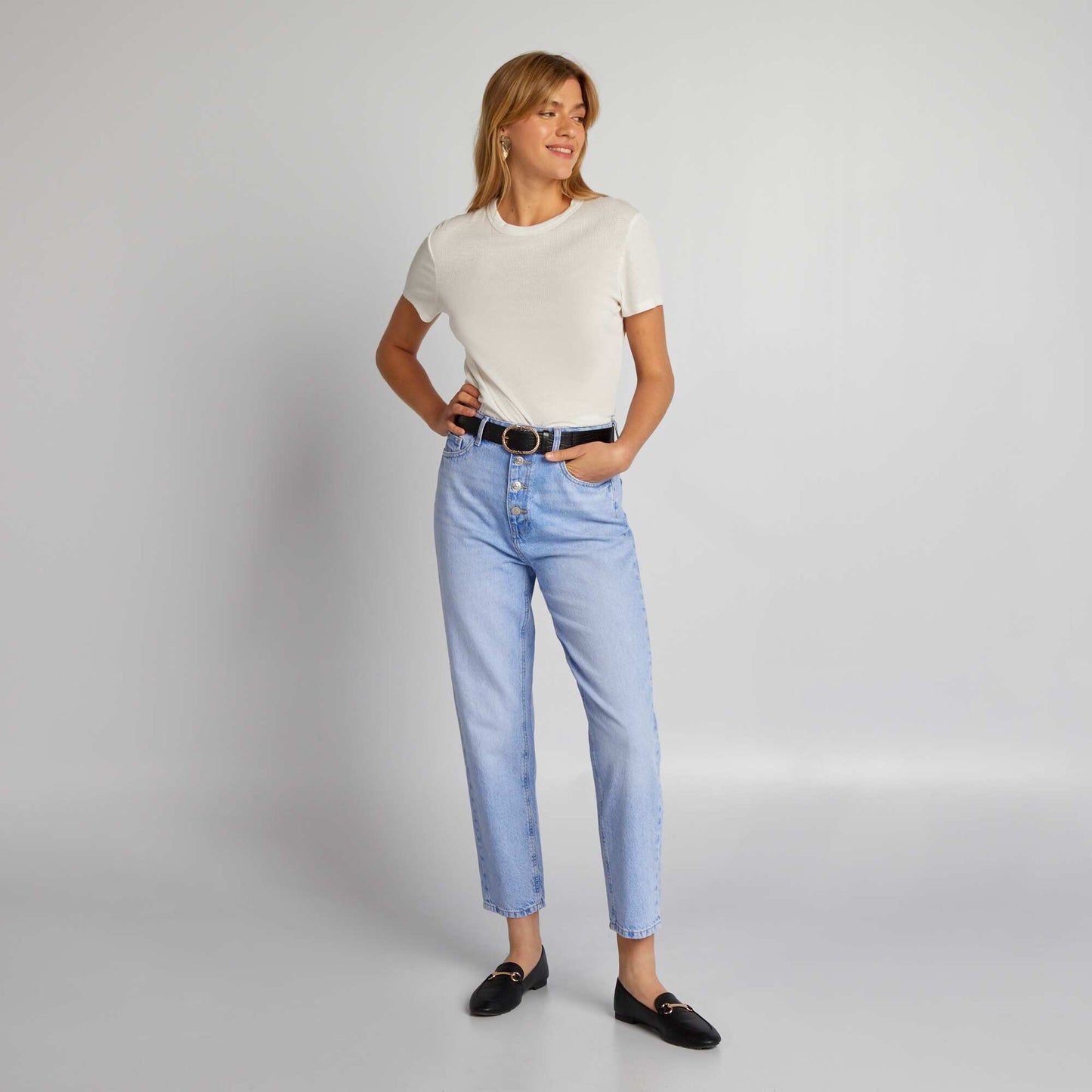 Buttoned mom jeans BLUE