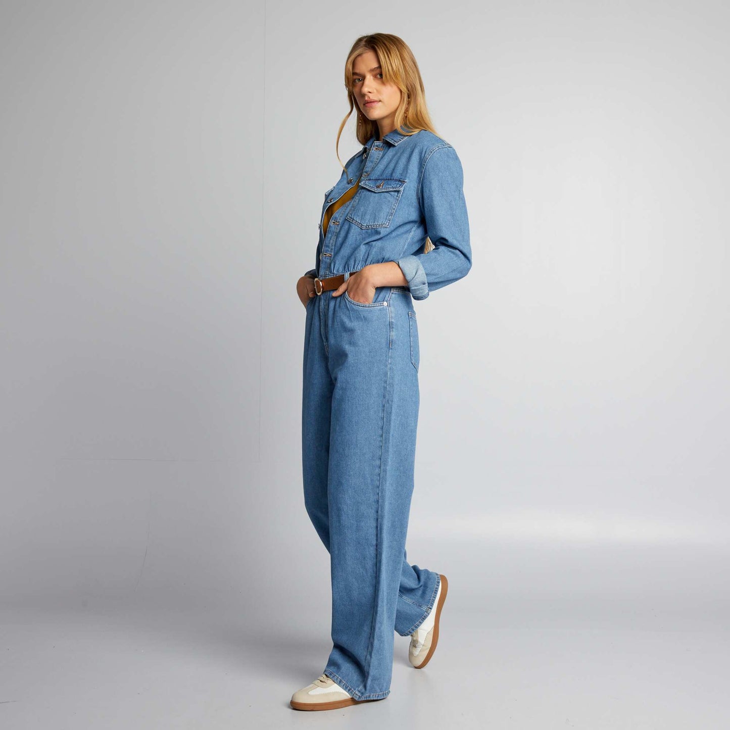 Wide-leg denim jumpsuit BLUE