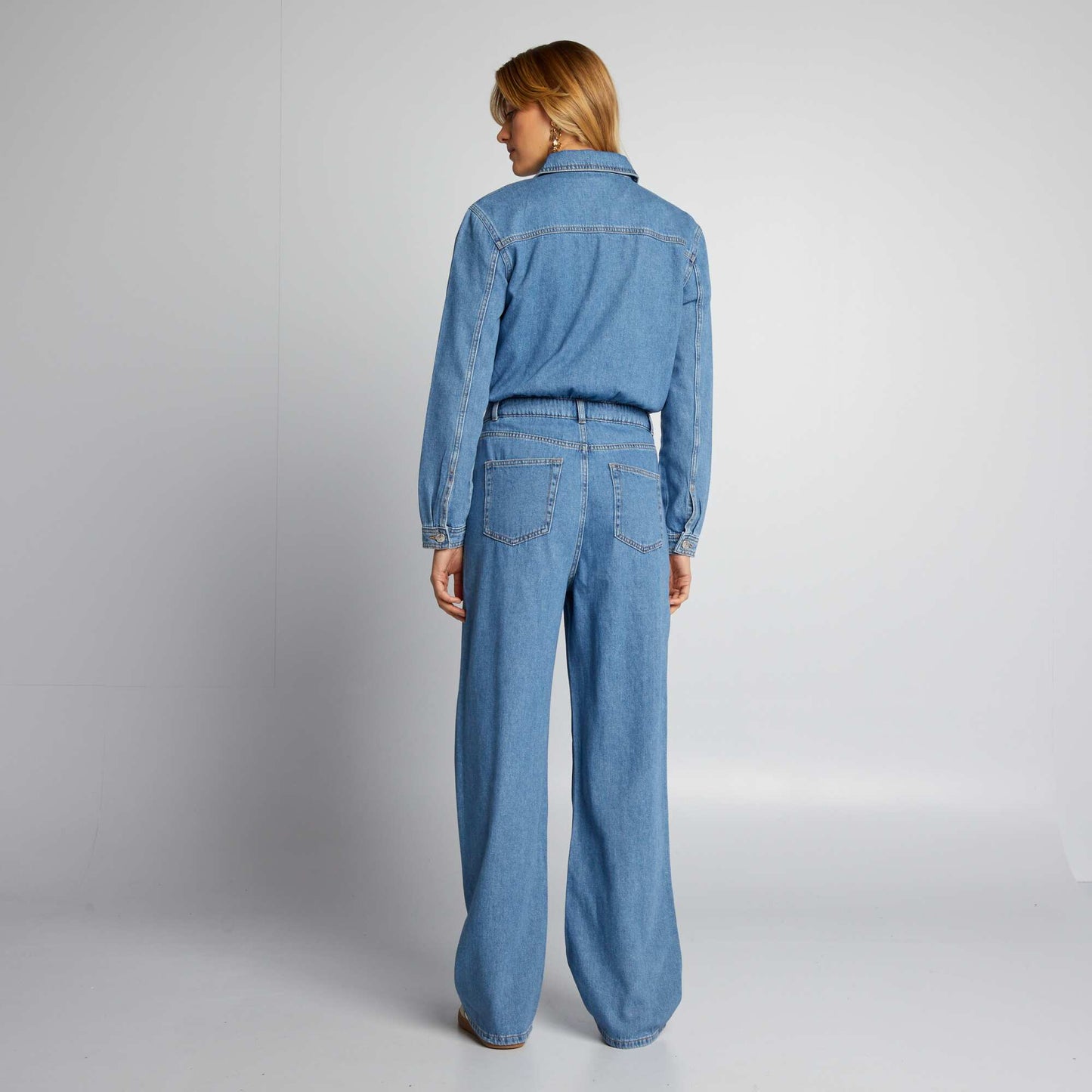 Wide-leg denim jumpsuit BLUE