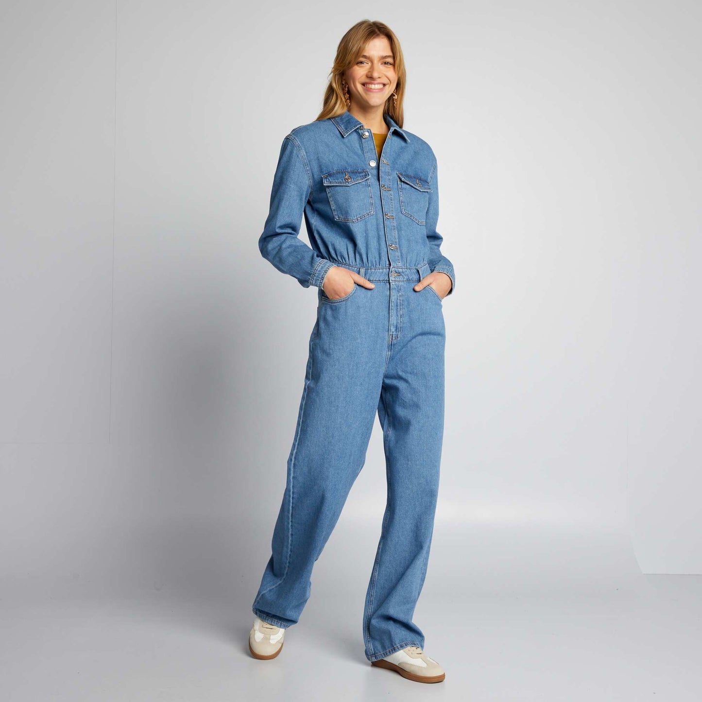 Wide-leg denim jumpsuit BLUE