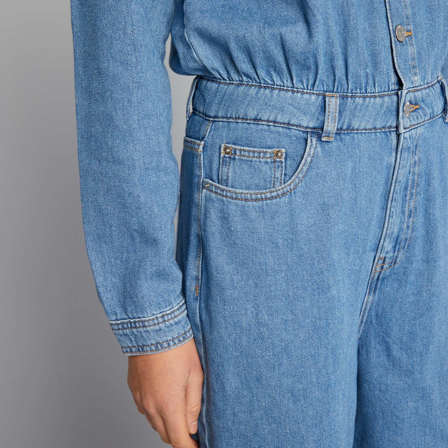 Wide-leg denim jumpsuit BLUE