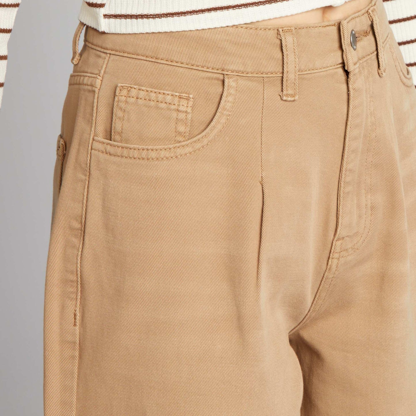 High-waisted balloon jeans BEIGE