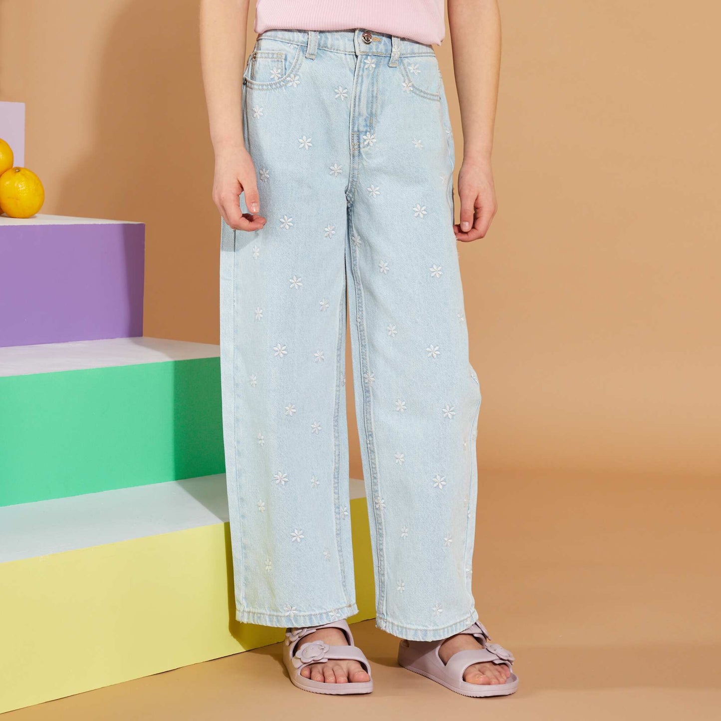 Wide-leg denim trousers BLUE