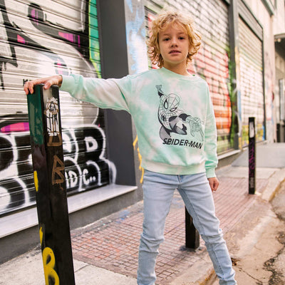 سويت شيرت سبايدر مان باللون الأخضر