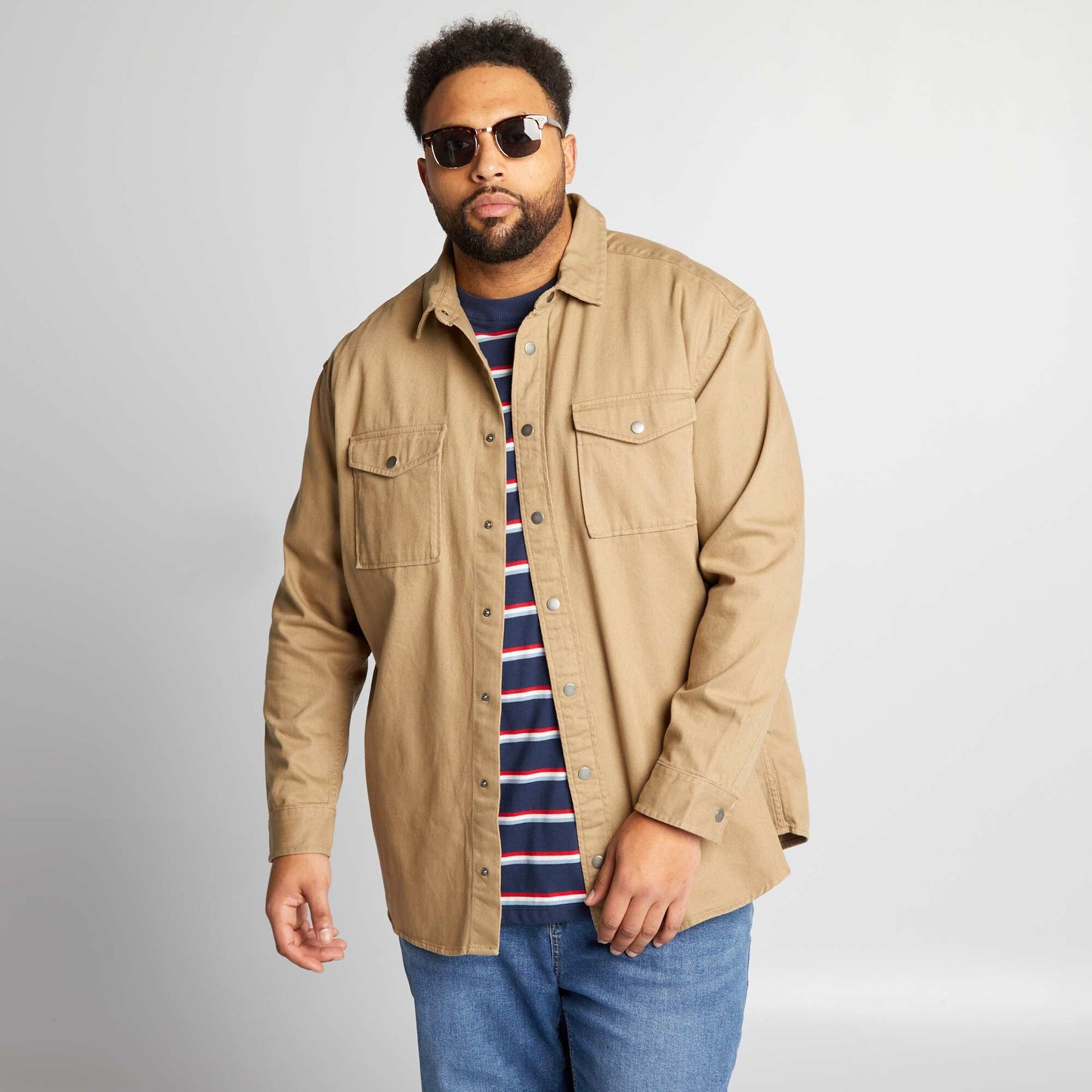 Denim overshirt BEIGE