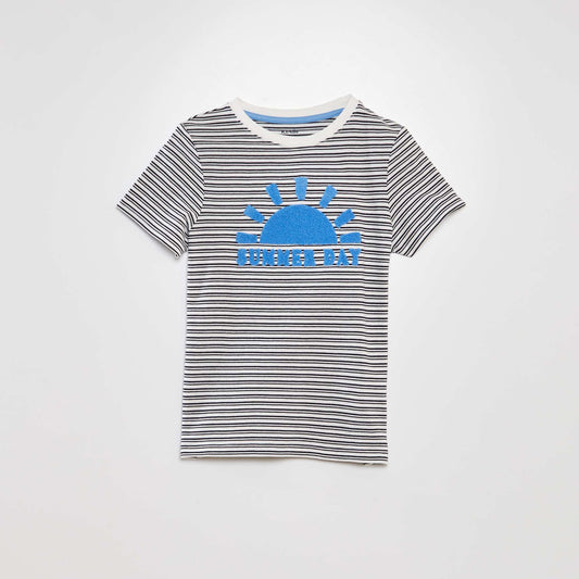 Piqué knit T-shirt BLUE