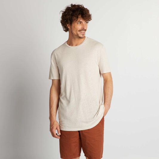 Linen blend T-shirt BEIGE