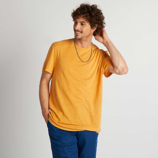 Linen blend T-shirt YELLOW