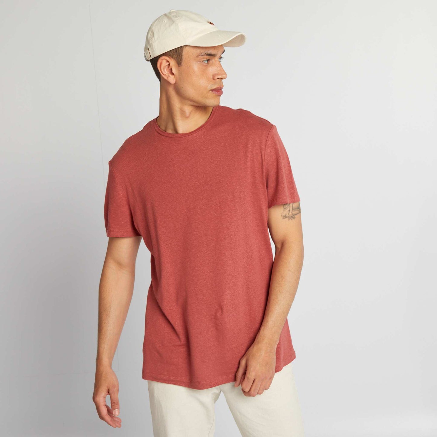 Linen blend T-shirt RED