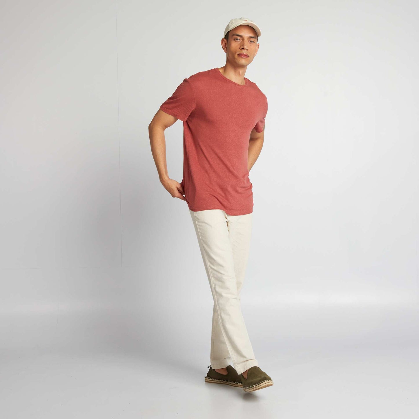 Linen blend T-shirt RED