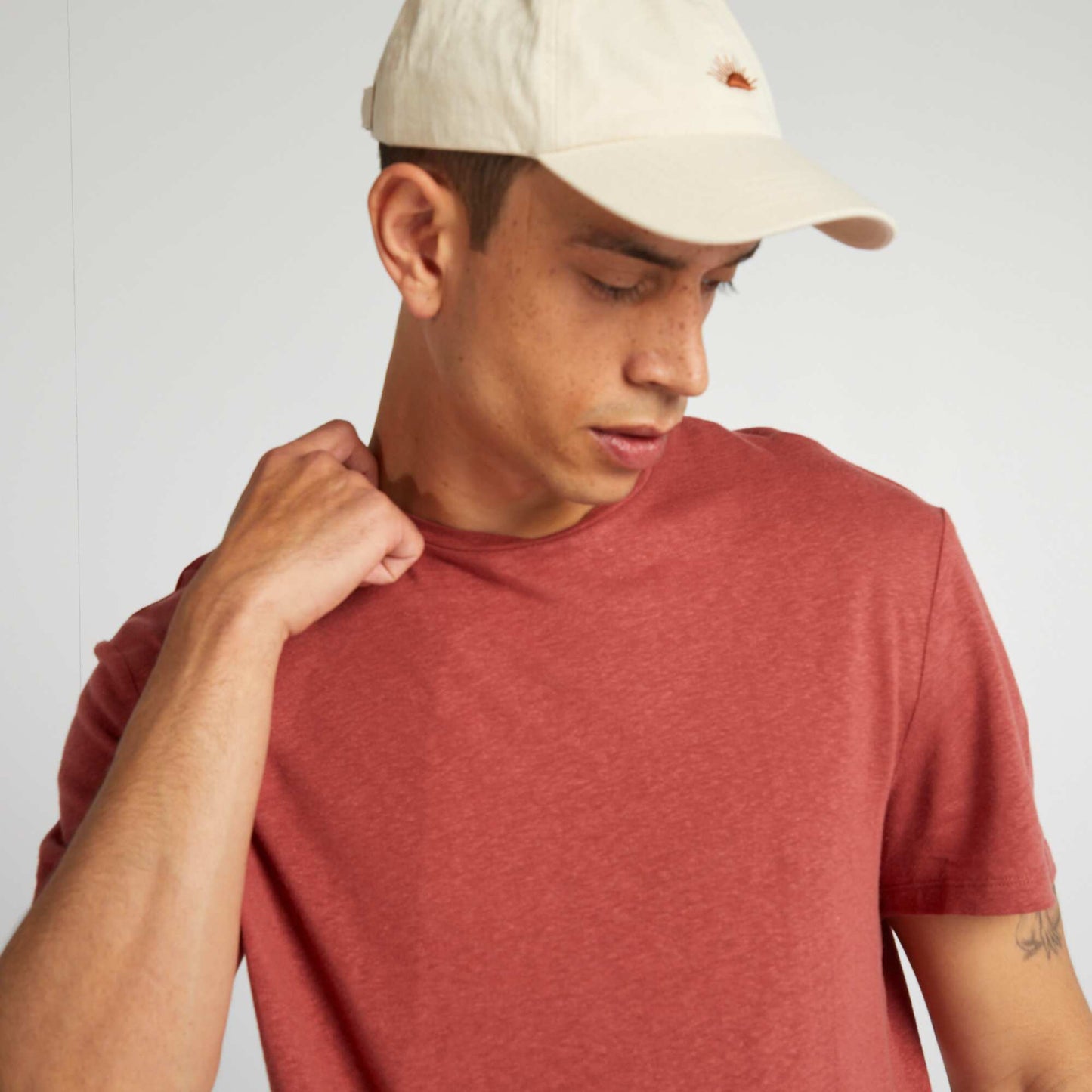 Linen blend T-shirt RED