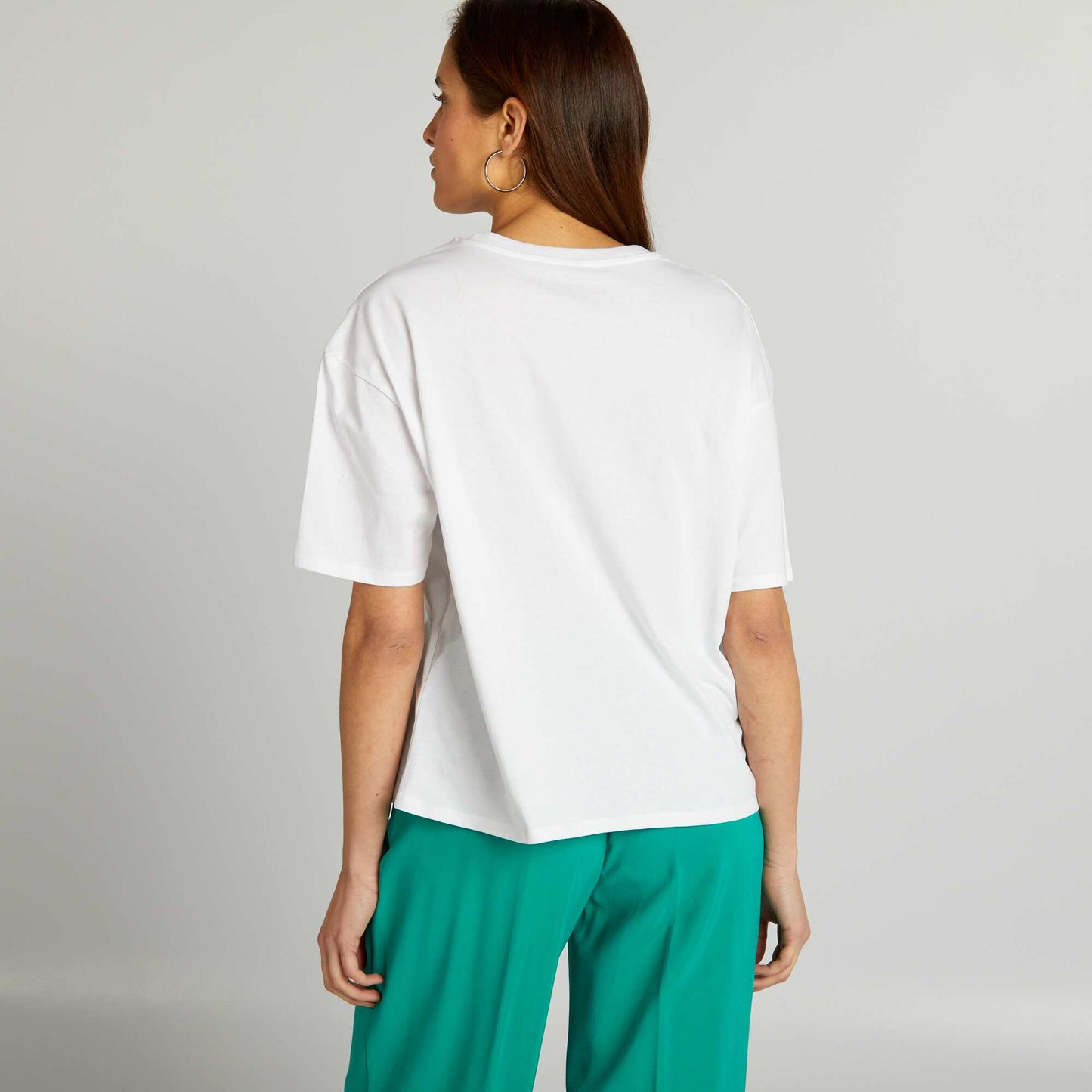 Round-neck cotton T-shirt WHITE