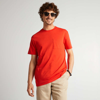 Plain textured T-shirt RED