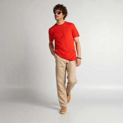 Plain textured T-shirt RED