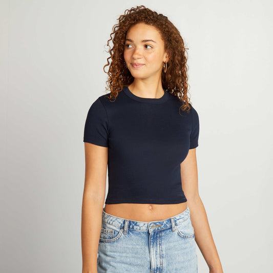 Short-sleeved cropped T-shirt blue