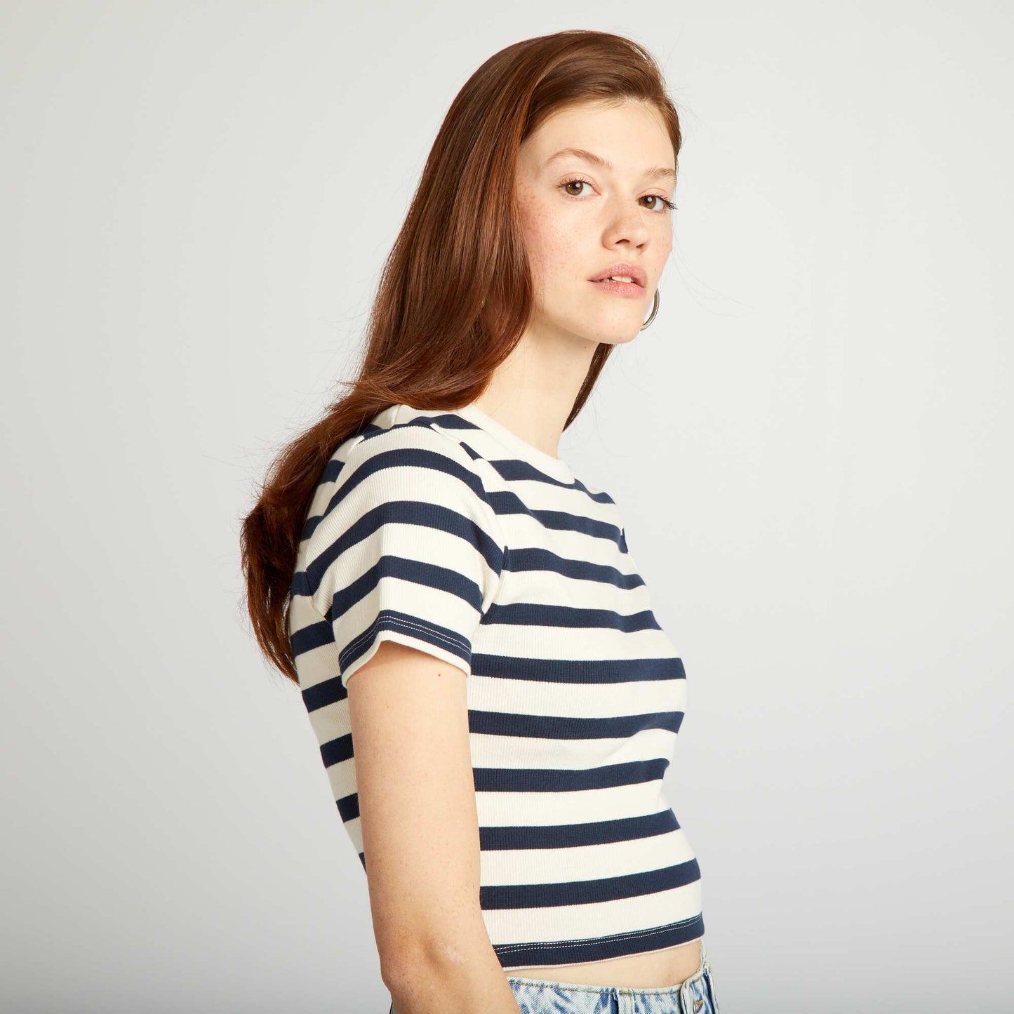 Breton cropped T-shirt BEIGE