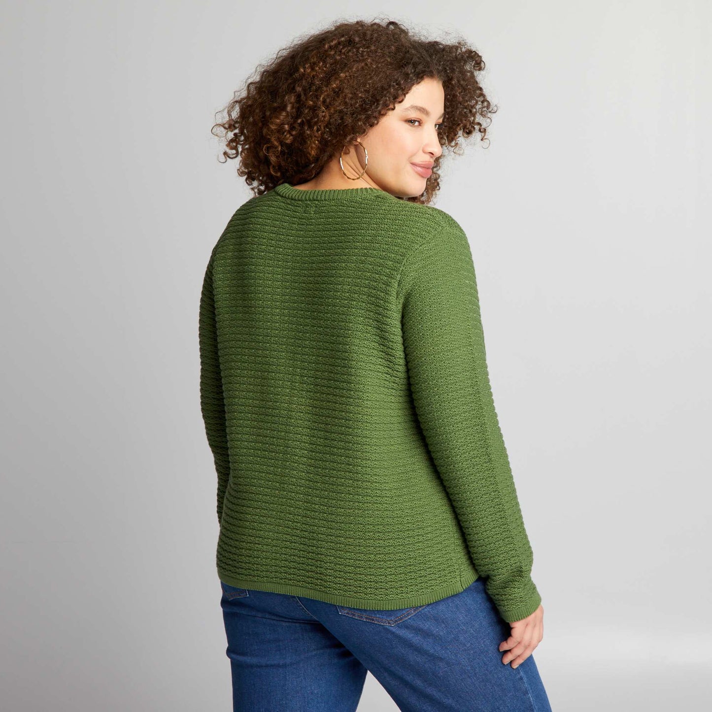 Round-neck cardigan GREEN