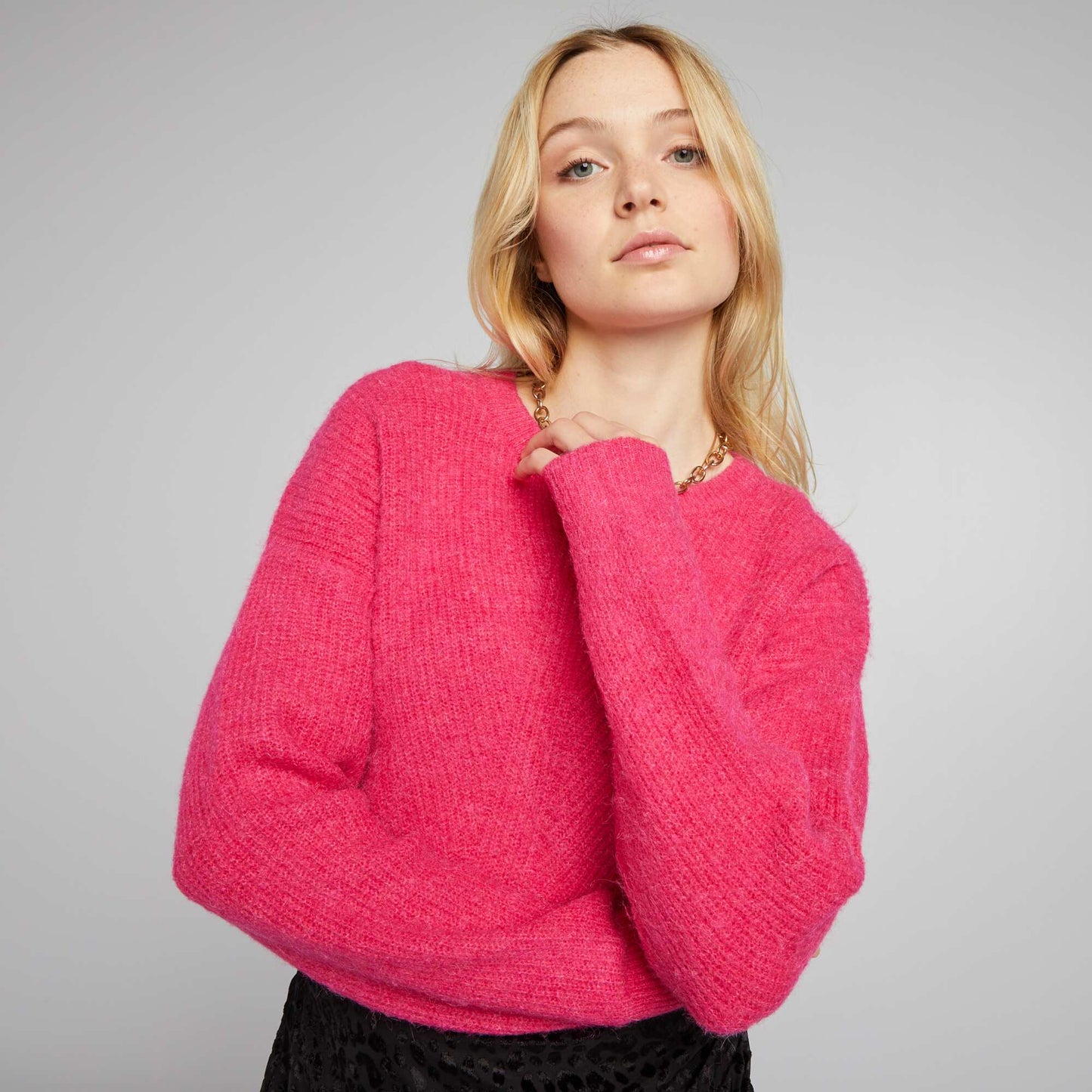 Soft ribbed knit sweater PINK