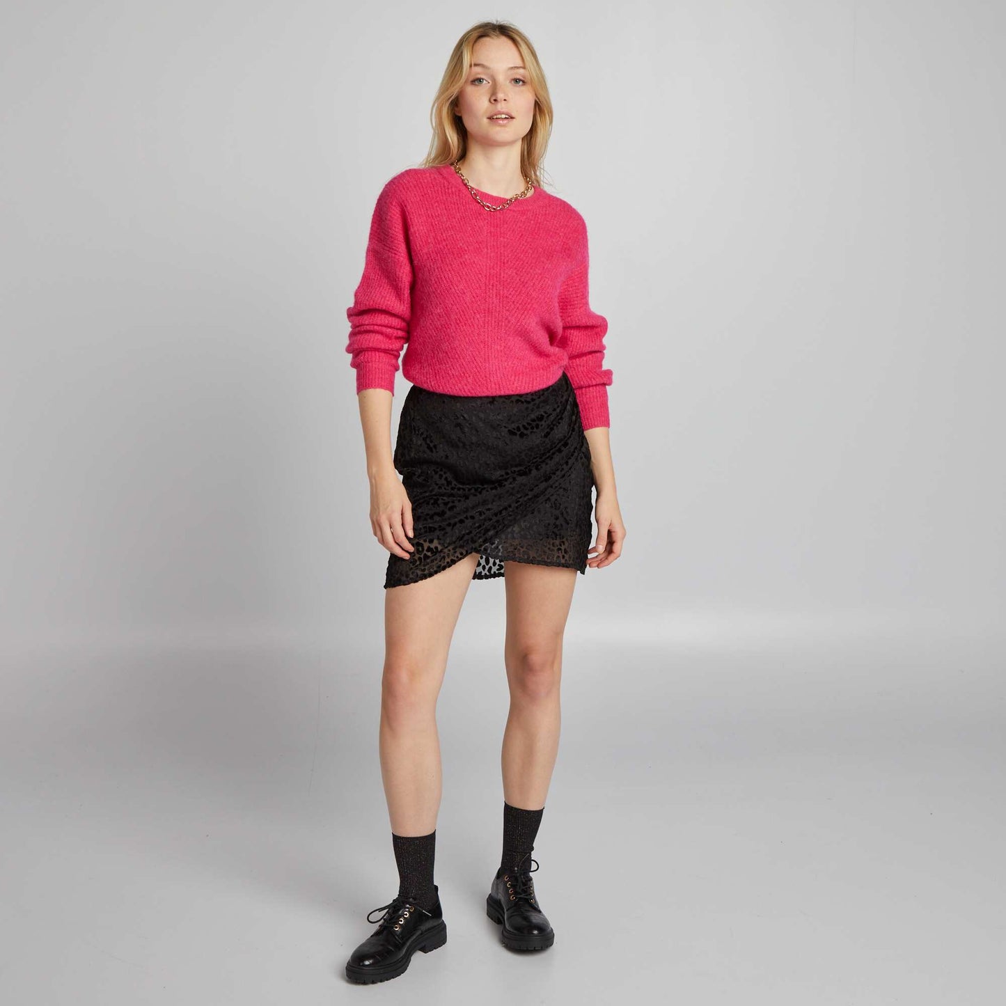 Soft ribbed knit sweater PINK