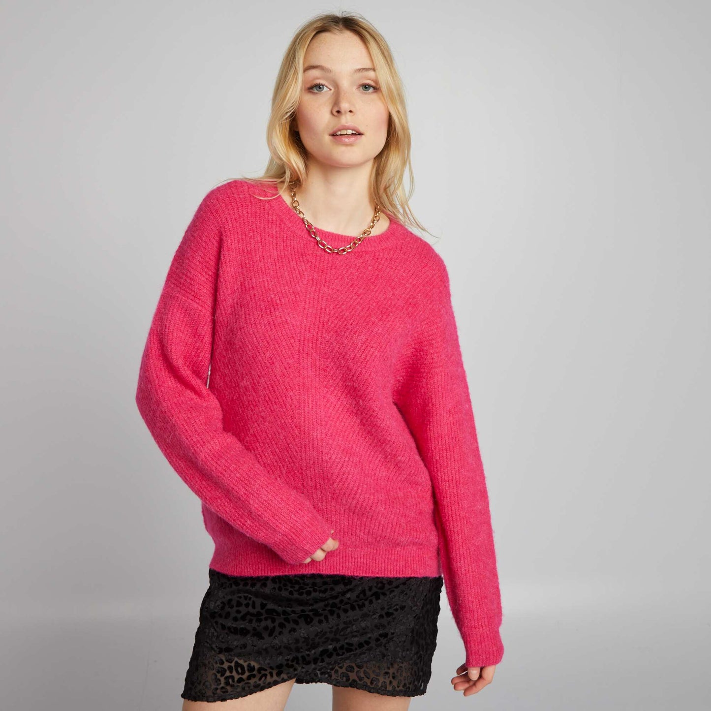 Soft ribbed knit sweater PINK