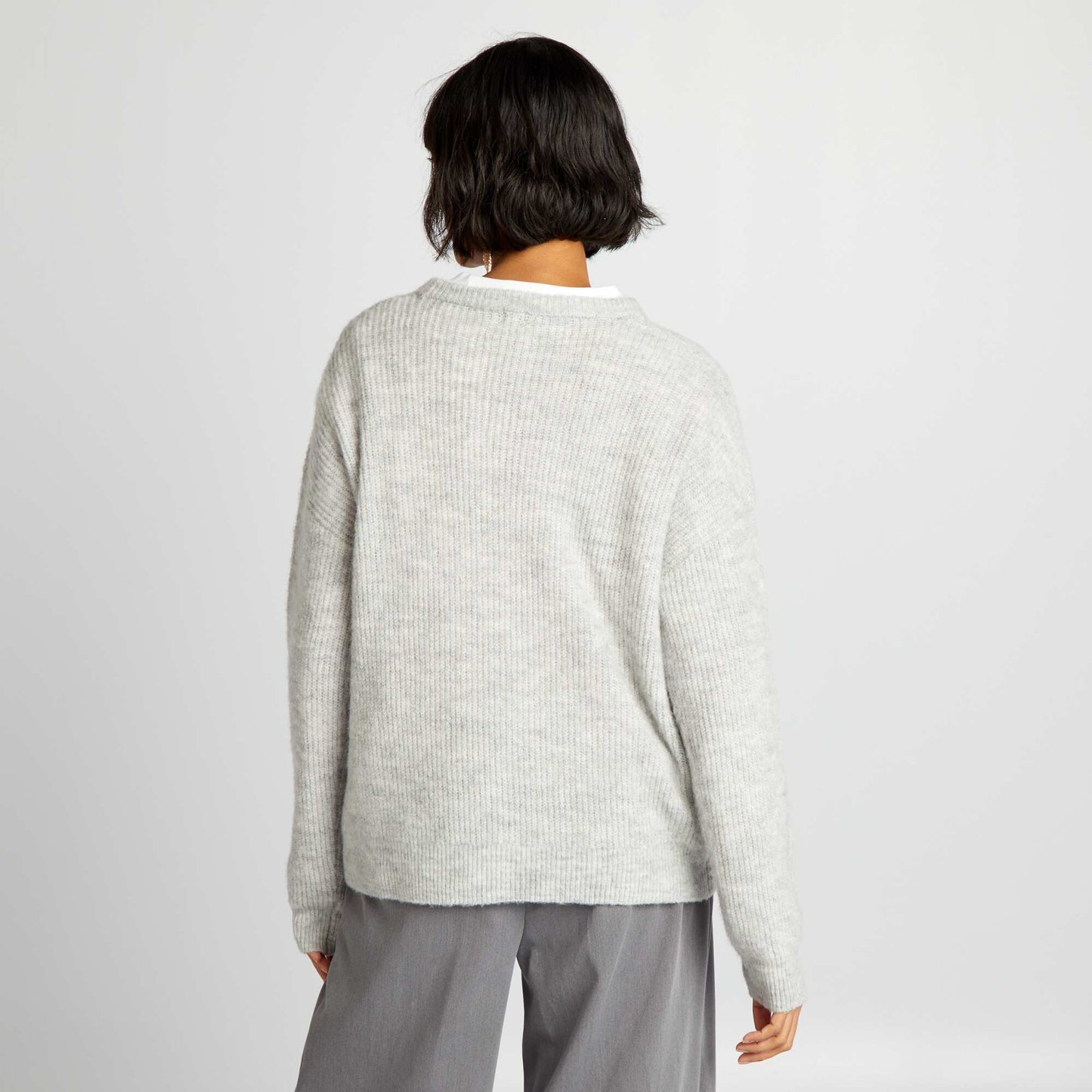 Soft ribbed knit sweater GREY