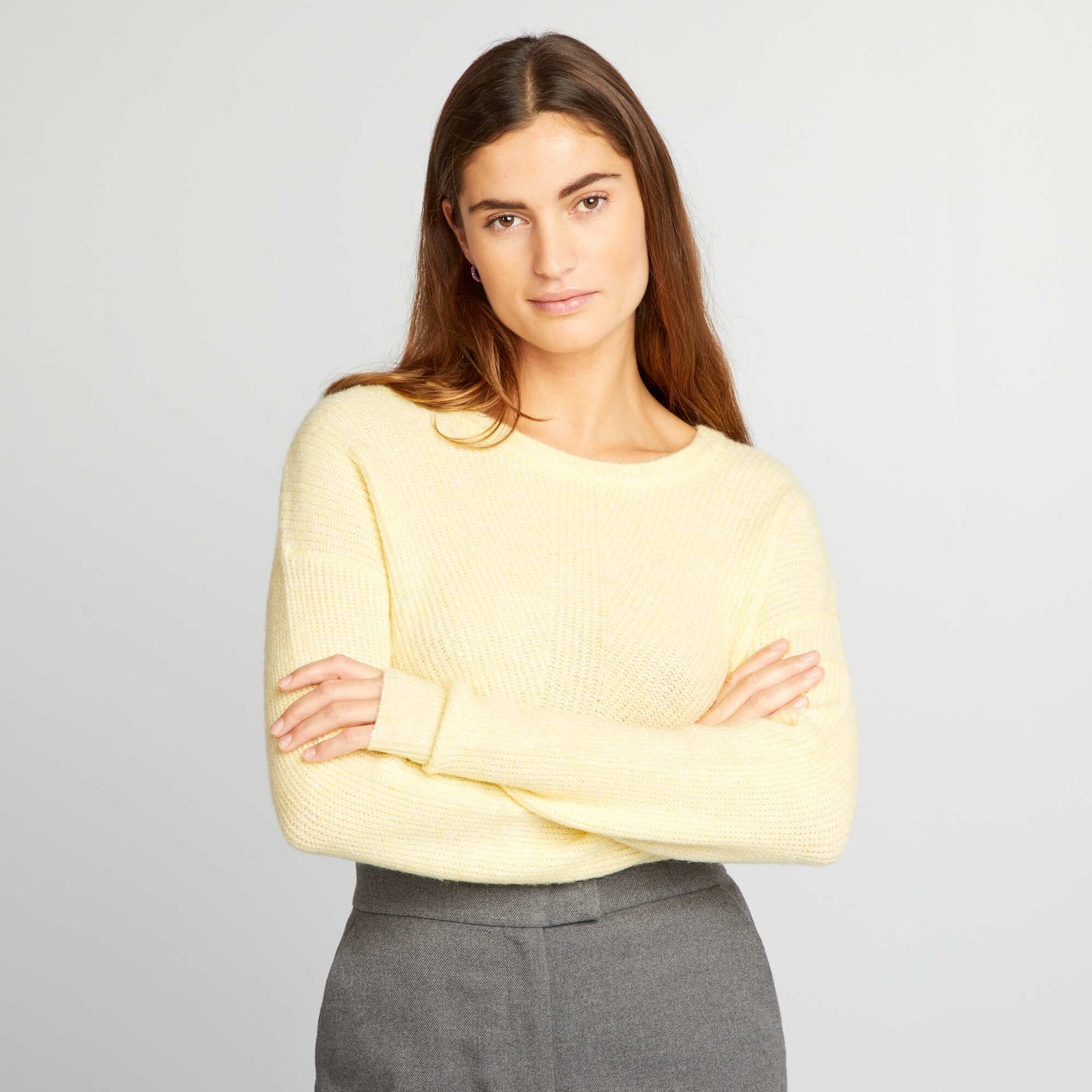 Soft ribbed knit sweater YELLOW