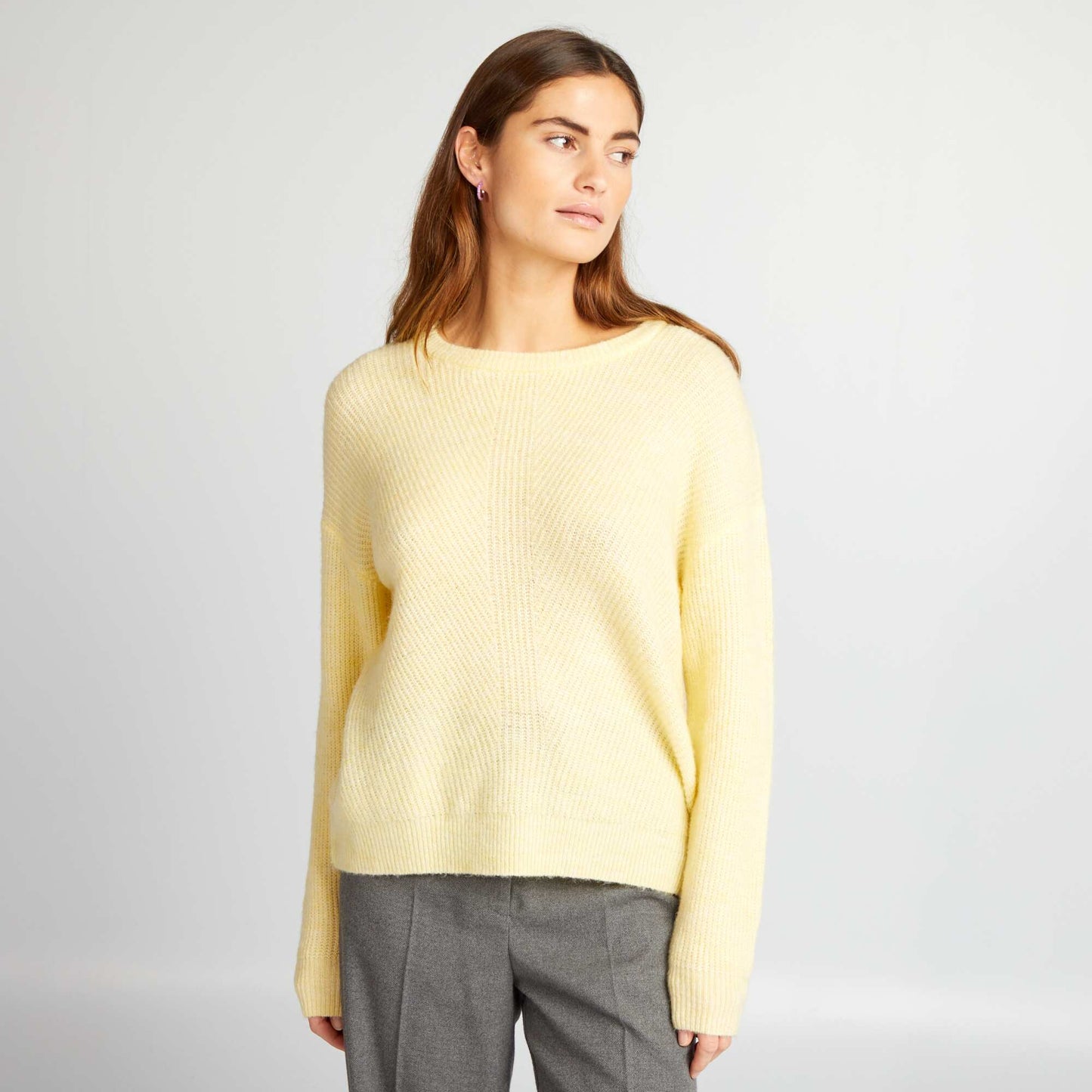 Soft ribbed knit sweater YELLOW