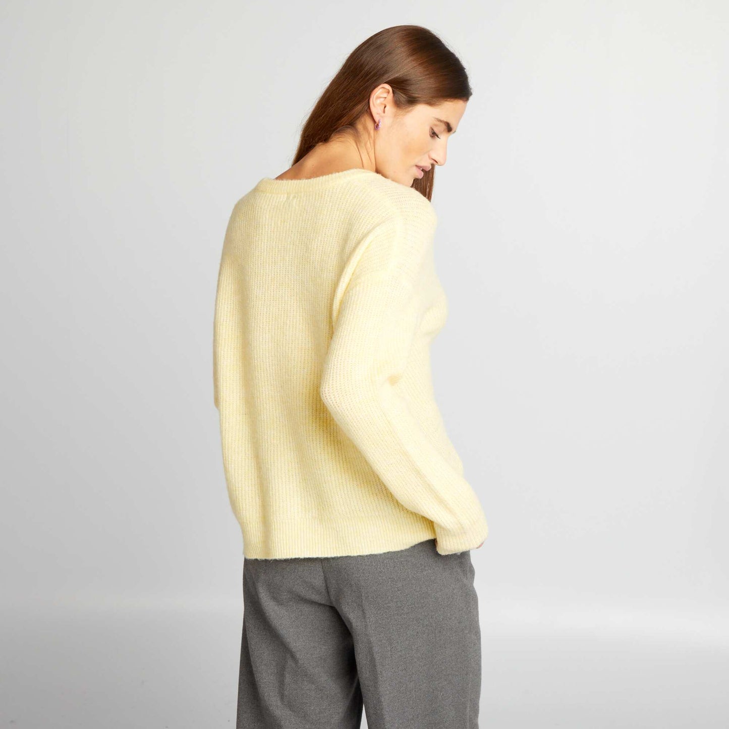 Soft ribbed knit sweater YELLOW