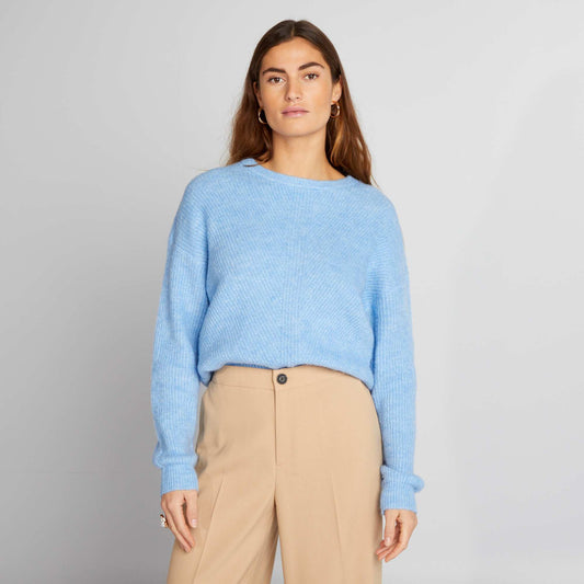 Soft ribbed knit sweater BLUE