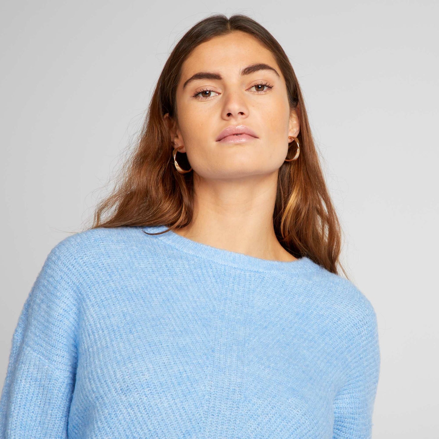 Soft ribbed knit sweater BLUE