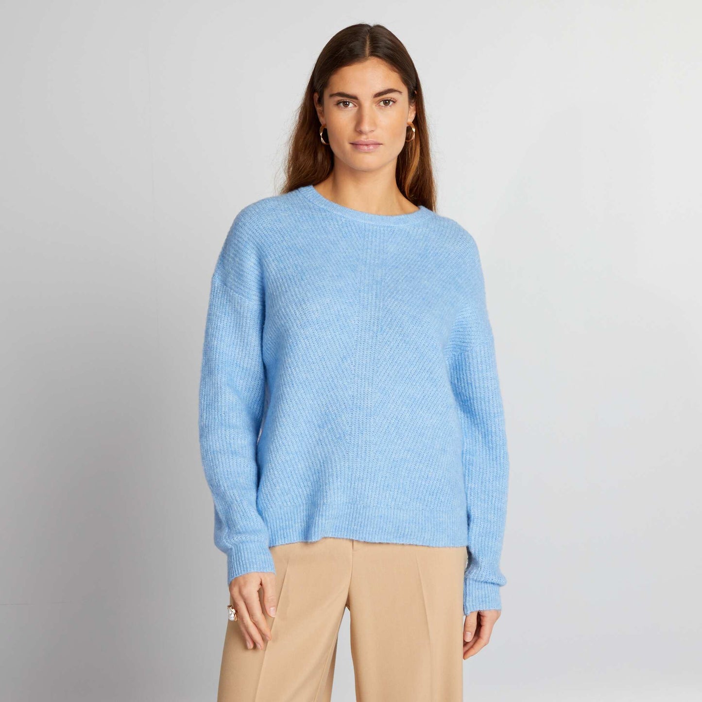 Soft ribbed knit sweater BLUE